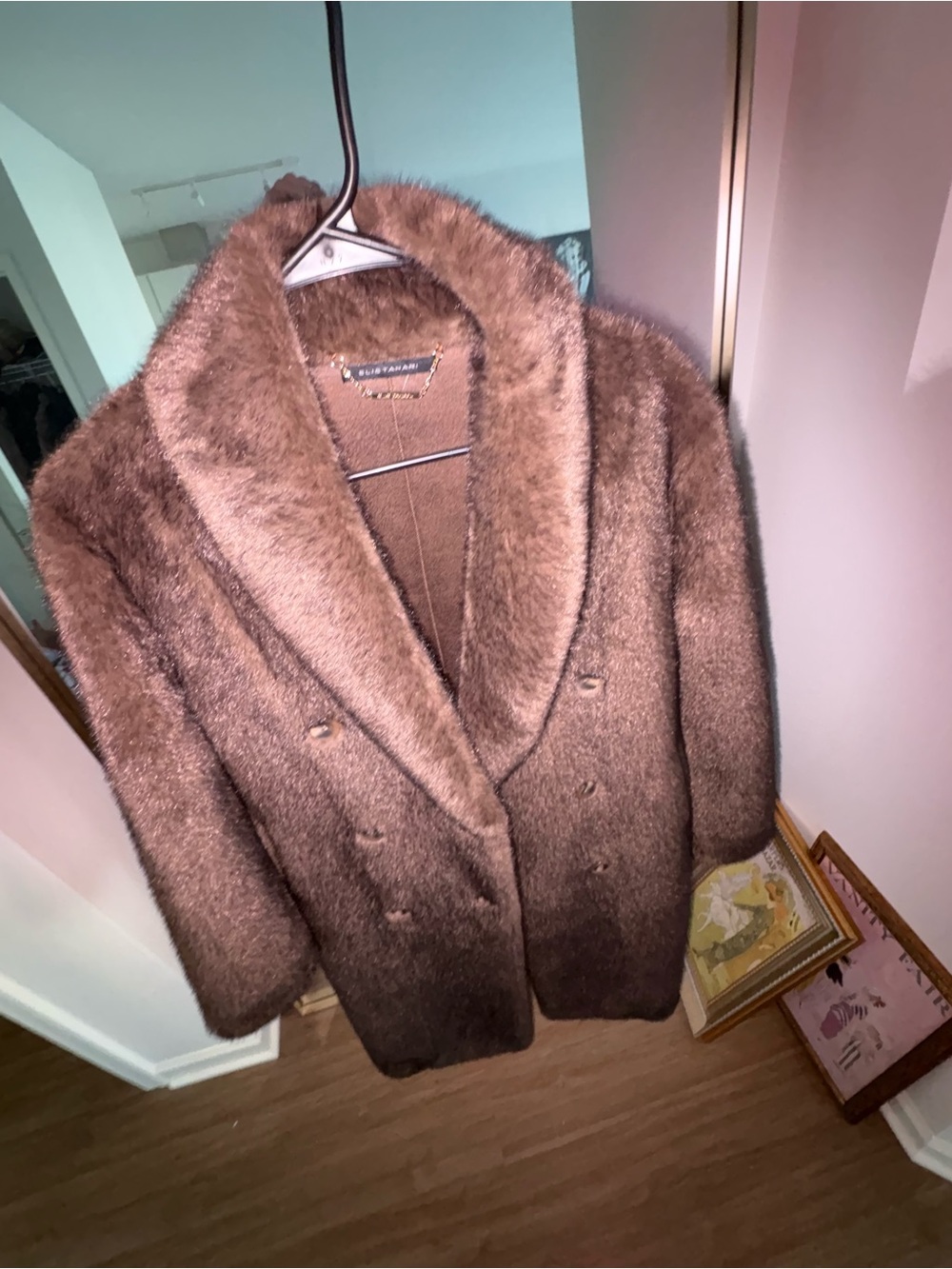 Long brown fur coat